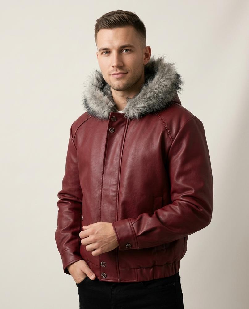 Lands Mode - Elrev | Pelzgefütterte Nietenbesetzte Jacke Herren