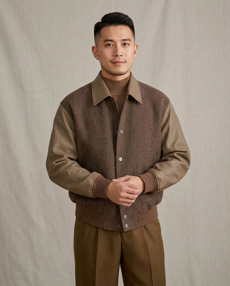 Lands Mode - Coral | Zweifarbige Strukturierte Jacke Herren