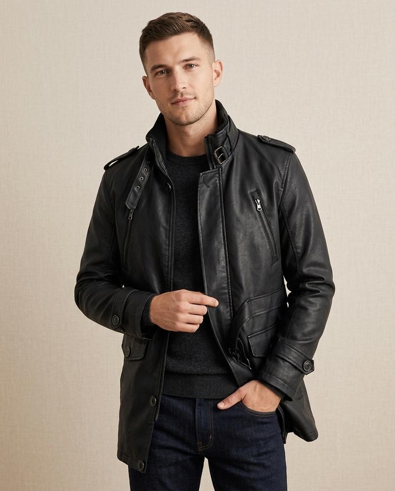 Lands Mode - Rolen | Gefütterte Taillierte Leder Jacke Herren