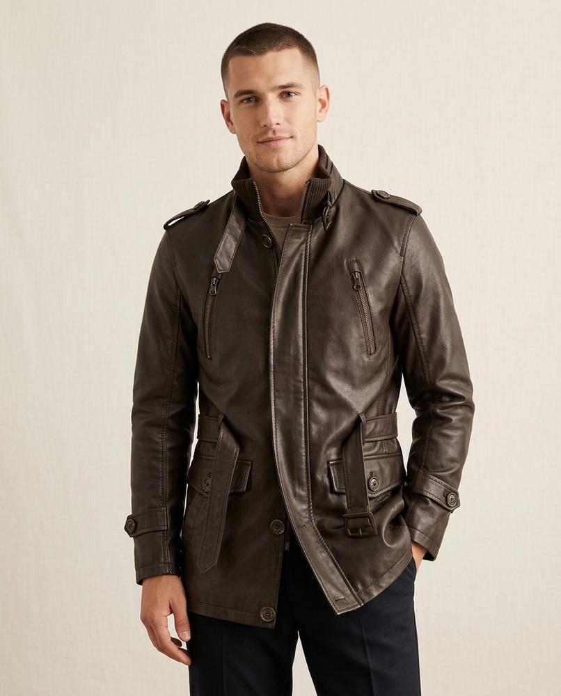 Lands Mode - Rolen | Gefütterte Taillierte Leder Jacke Herren