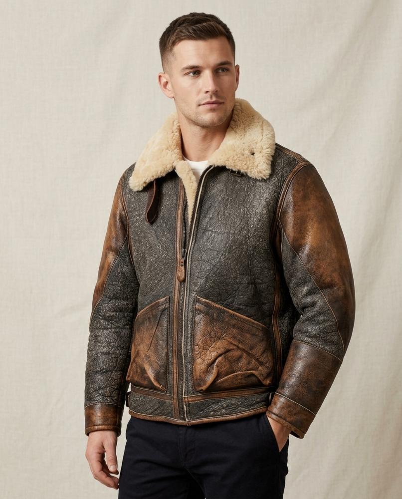 Lands Mode - Tidan | Gefütterte Lederne Jacke Herren
