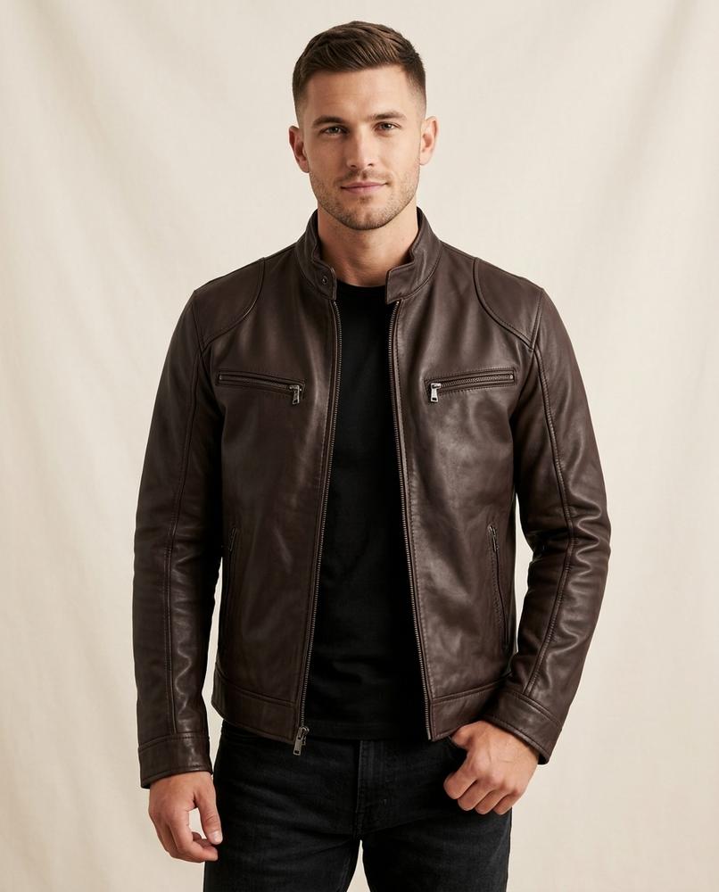 Lands Mode - Rosan | Reißverschluss Leder Jacke Herren