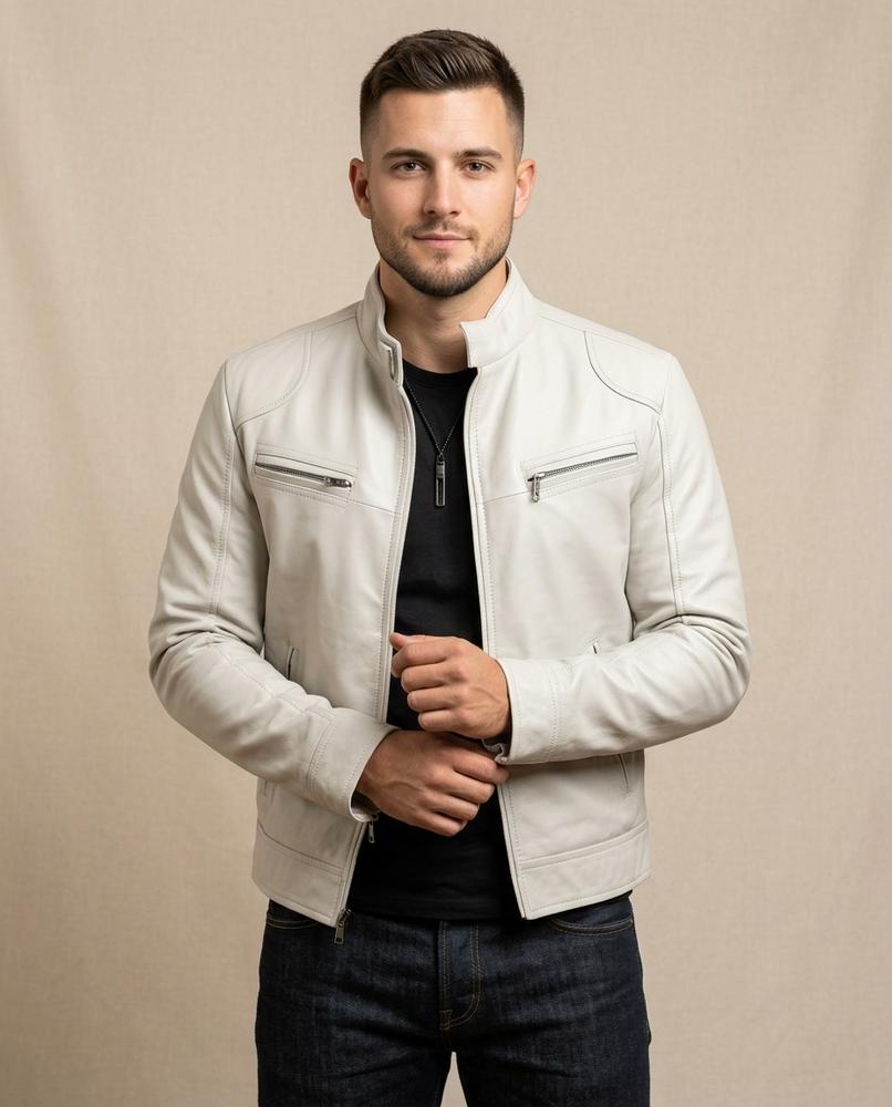 Lands Mode - Rosan | Reißverschluss Leder Jacke Herren