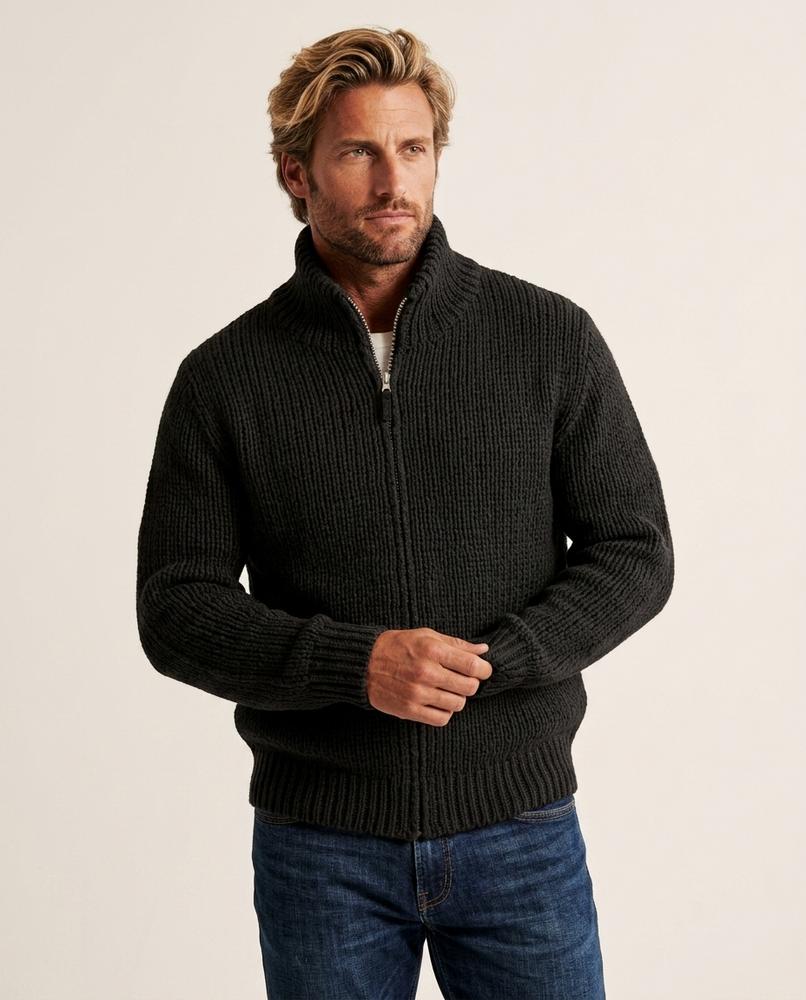 Lands Mode - Seren | Grobmaschige Hochgeschlossene Strickjacke Herren