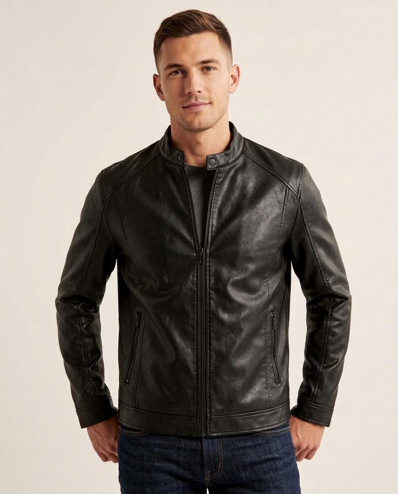 Lands Mode - Kehal | Gerade Geschnittene Kunstleder Jacke Herren