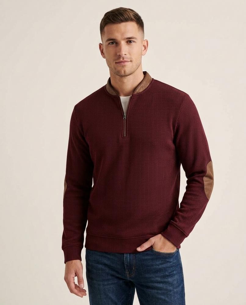 Lands Mode - Nilin | Gerippt Kontrastfarben Pullover Herren