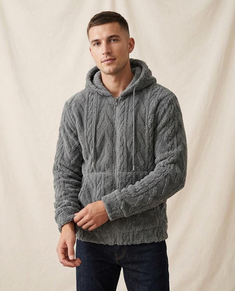 Lands Mode - Ledan | Strukturierter Hochfloriger Hoodie Unisex