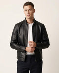 Lands Mode - Nilom | Stehkragen Leder Jacke Herren