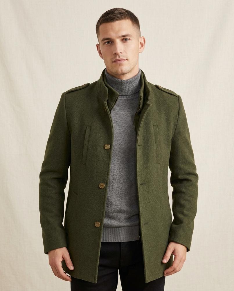 Lands Mode - Neram | Strukturierter Woll Mantel Herren