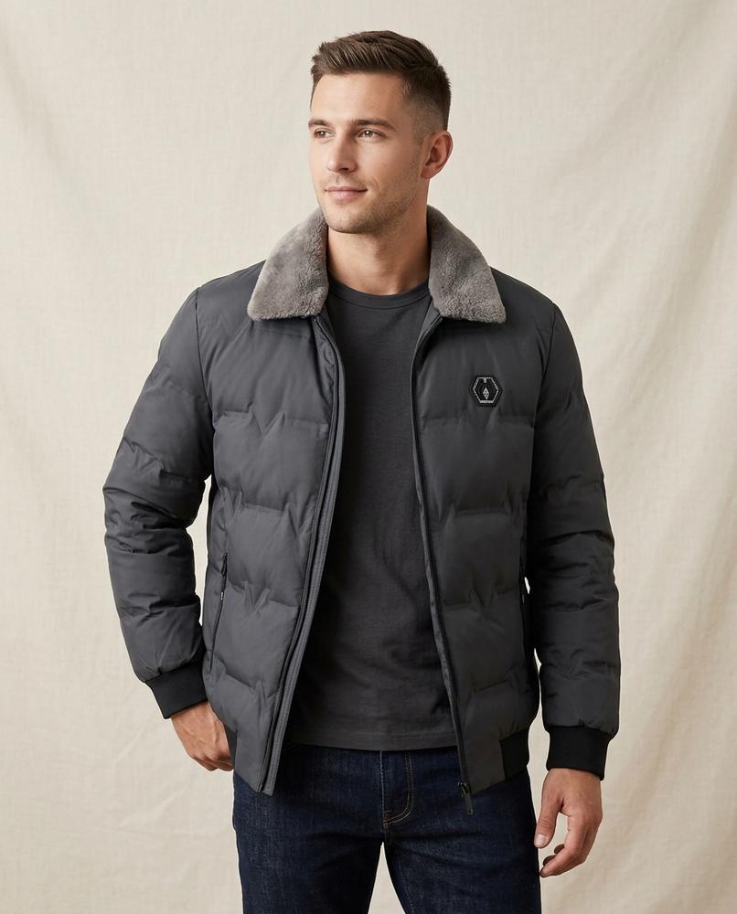 Lands Mode - Milin | Wattierte Pelzbesetzte Jacke Herren