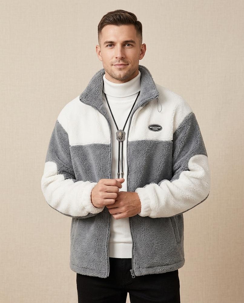 Lands Mode - Mowan | Zweifarbige Fleece Jacke Herren