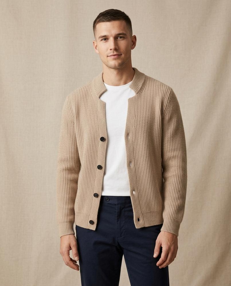Lands Mode - Vilal | Gerippt Gekragt Cardigan Herren