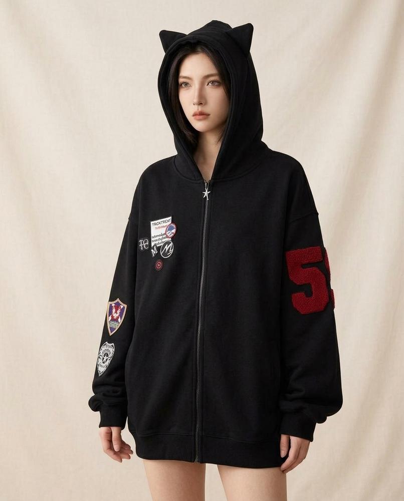 Lands Mode - Eaduv | Applizierter Übergroß Hoodie Unisex