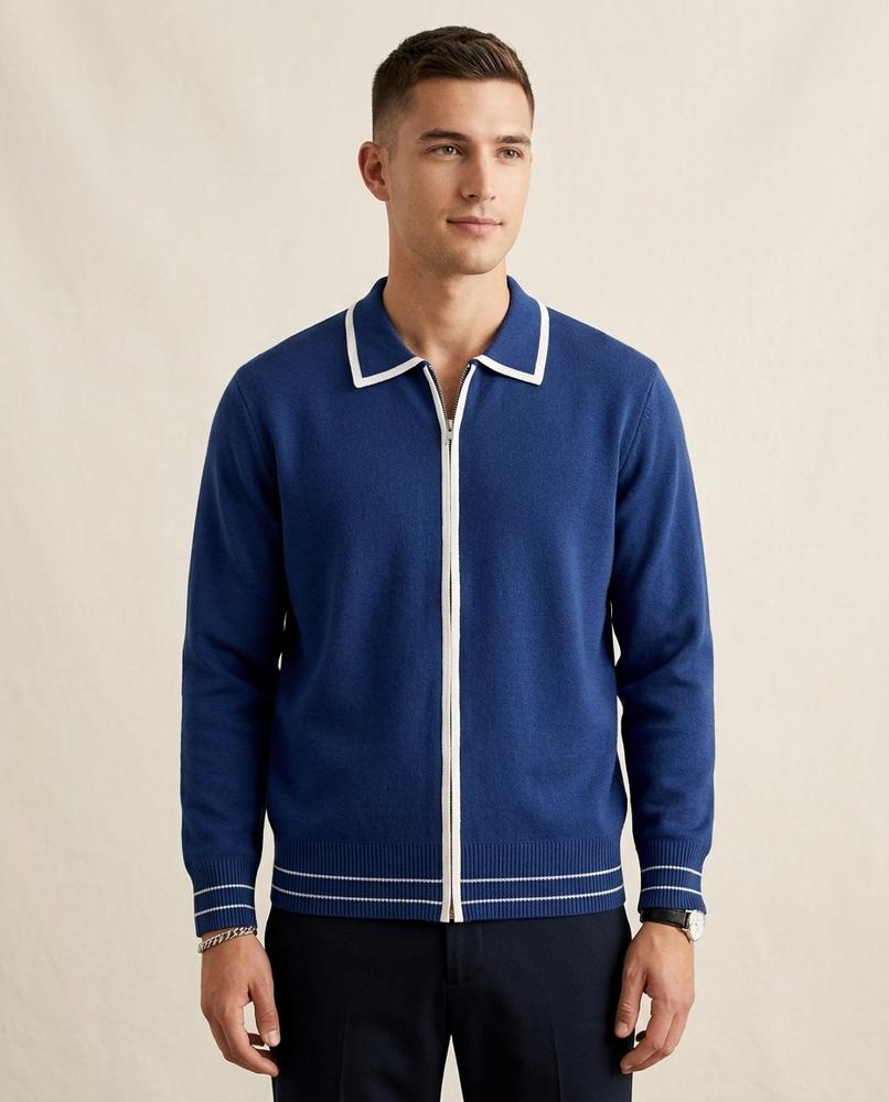 Lands Mode - Zugal | Paspeliert Gestrickt Strickjacke Herren
