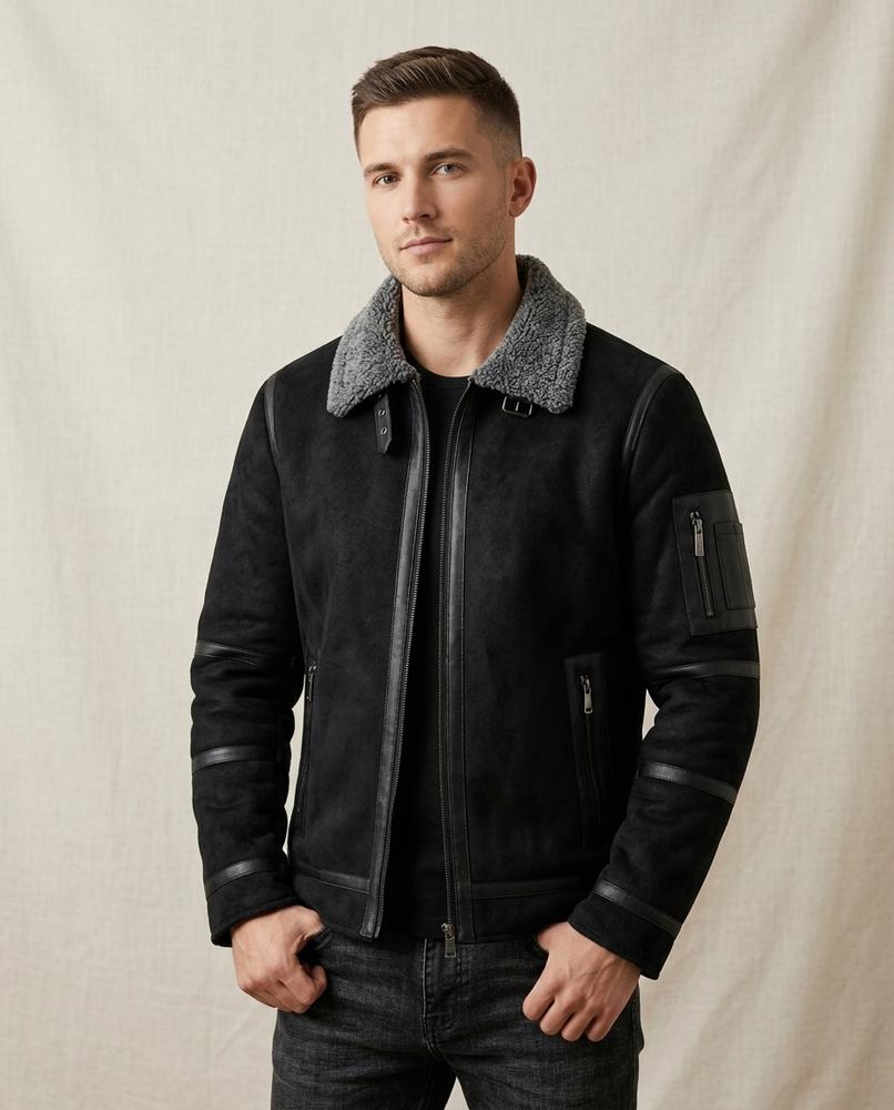 Lands Mode - Euluv | Gefütterte Lammfell Jacke Herren