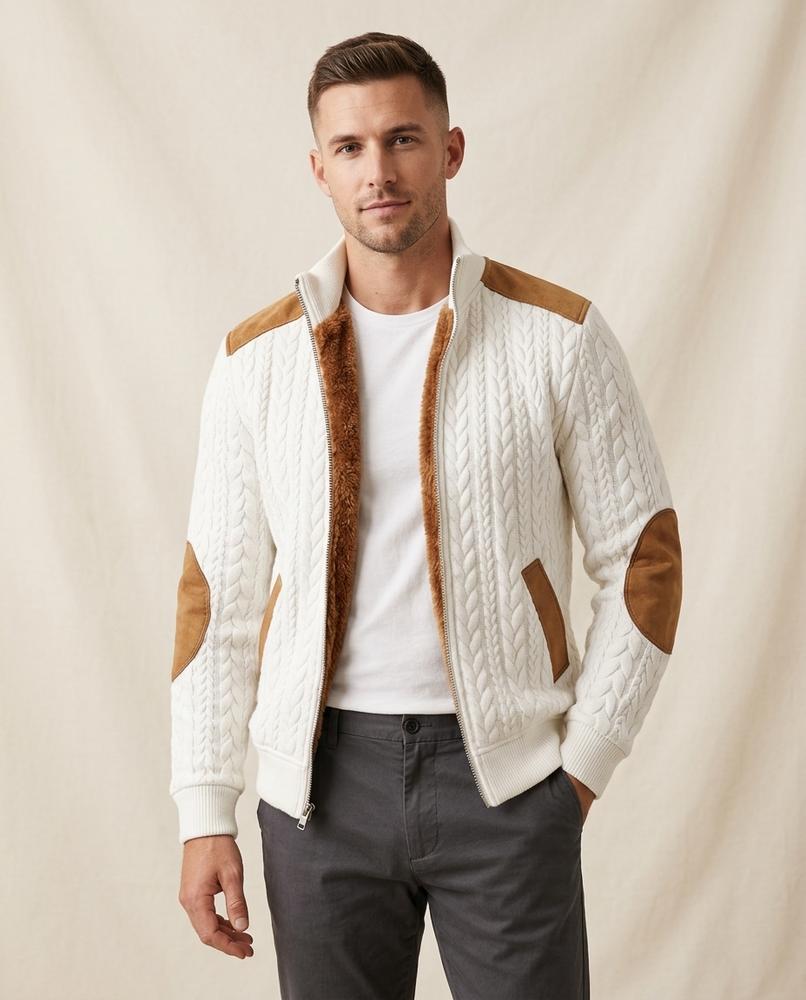 Lands Mode - Taler | Gefüttert Strukturiert Strickjacke Herren