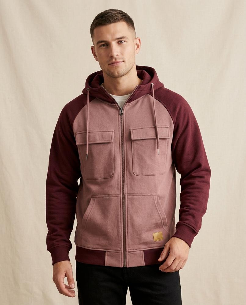 Lands Mode - Easim | Zweifarbiger Gefütterter Hoodie Herren