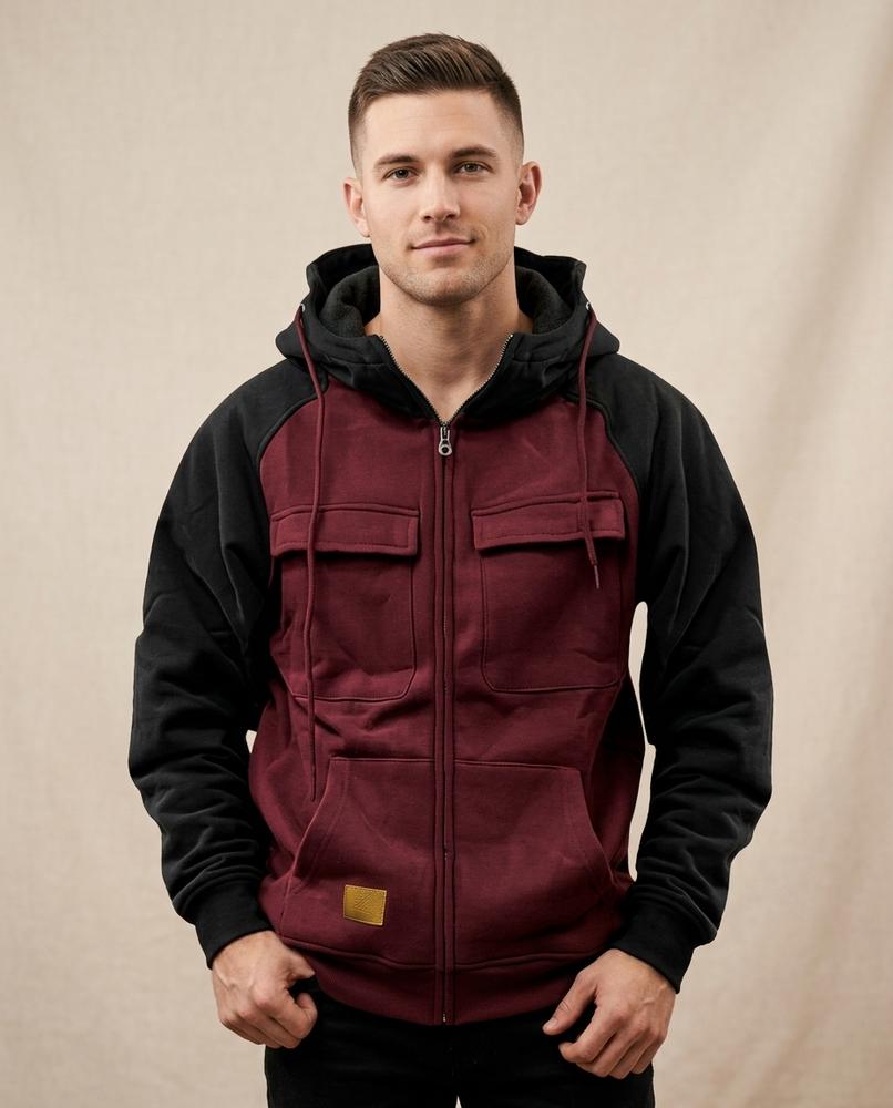 Lands Mode - Easim | Zweifarbiger Gefütterter Hoodie Herren