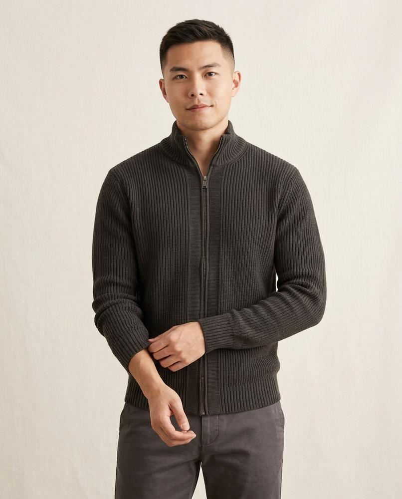 Lands Mode - Zelos | Gerippt Hochgeschlossen Strickjacke Herren