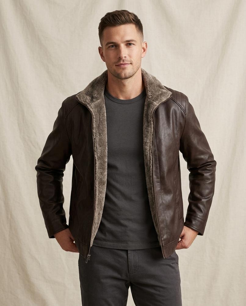 Lands Mode - Sufar | Gefütterte Kunstleder Jacke Herren