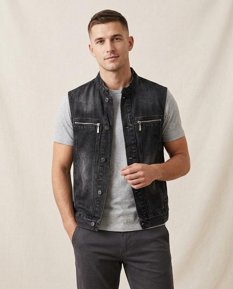Lands Mode - Rimot | Ärmellose Denim Weste Herren