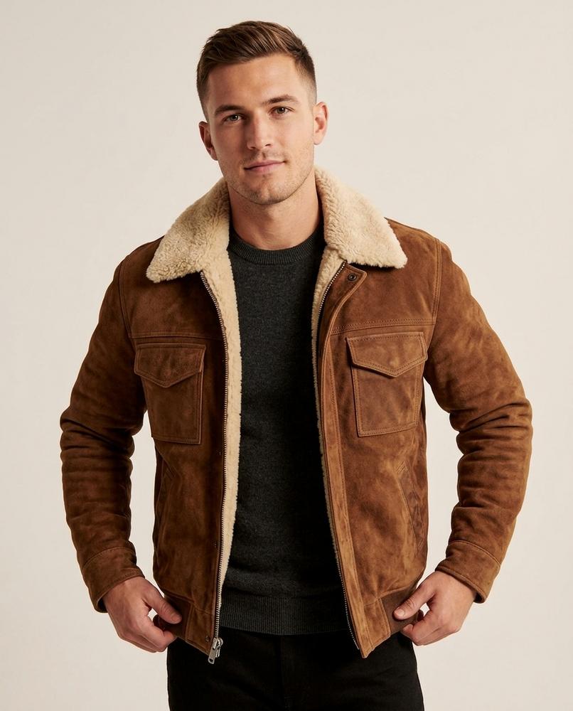 Lands Mode - Ronik | Gefütterte Rauleder Jacke Herren