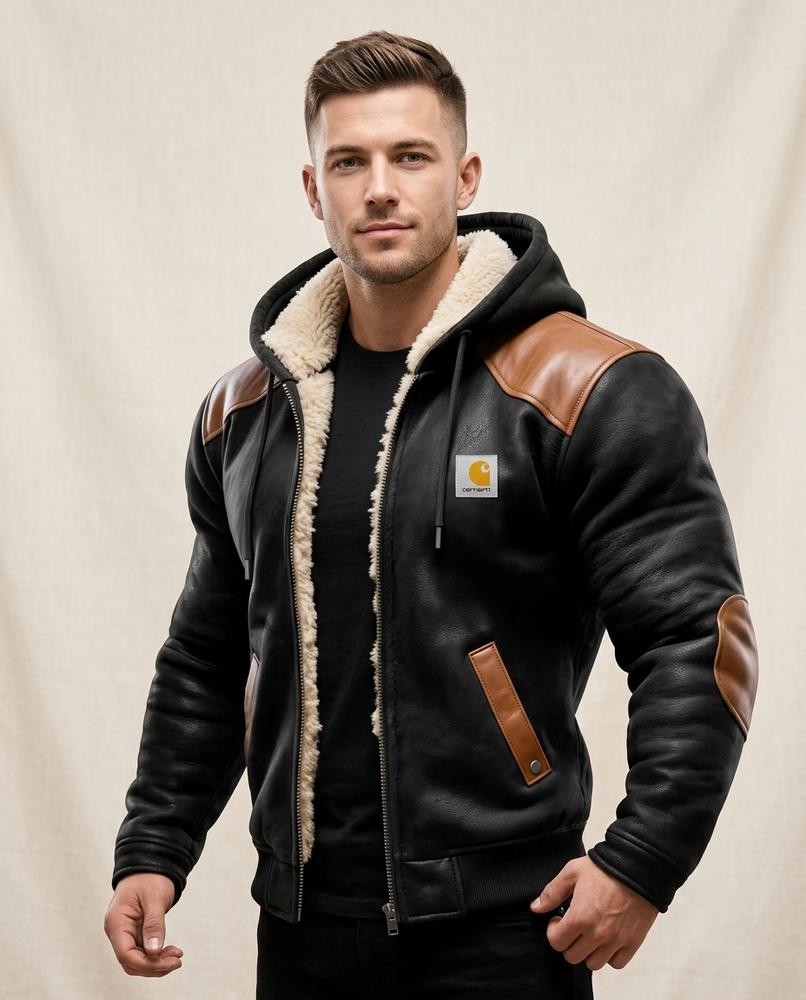 Lands Mode - Lapar | Gefütterte Kunstleder Jacke Herren