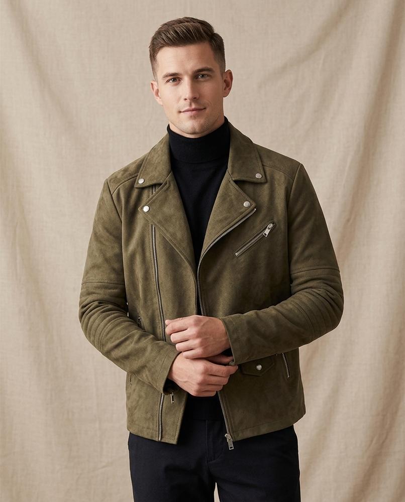 Lands Mode - Motot | Asymmetrische Velours Jacke Herren