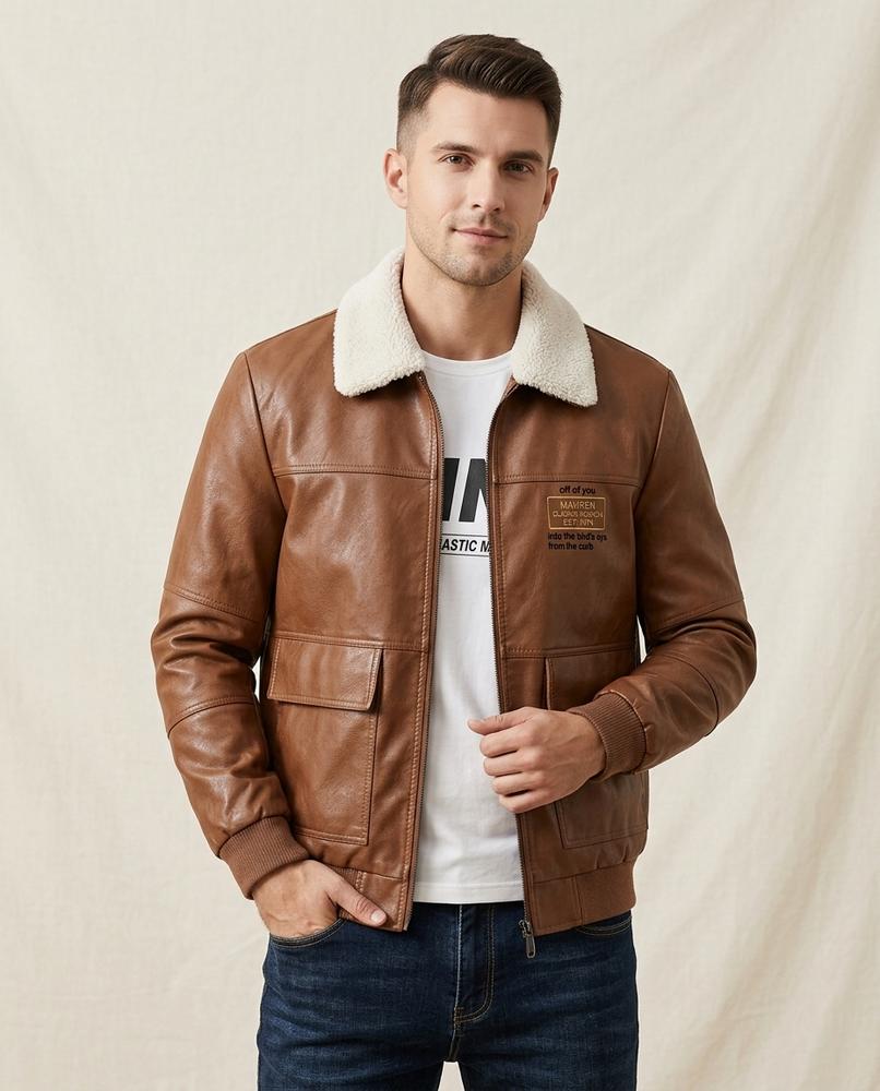 Lands Mode - Mikot | Gefüttert Kunstleder Jacke Herren