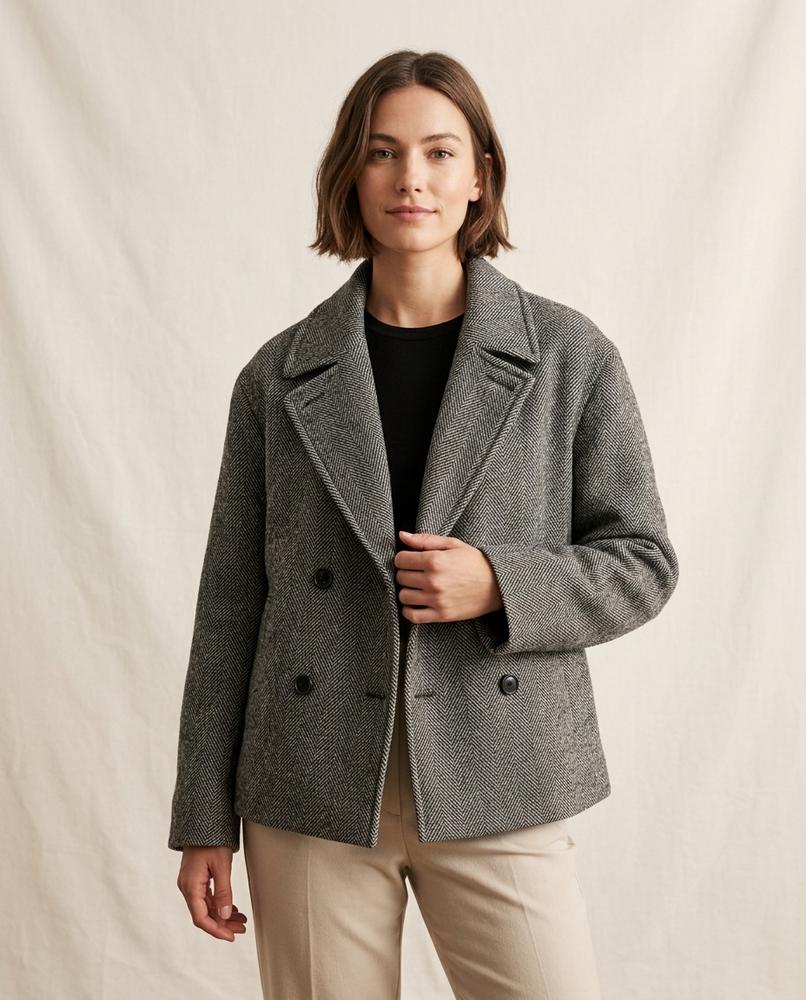 Lands Mode - Nelis | Zweireihiger Fischgrätgemusterter Mantel Unisex