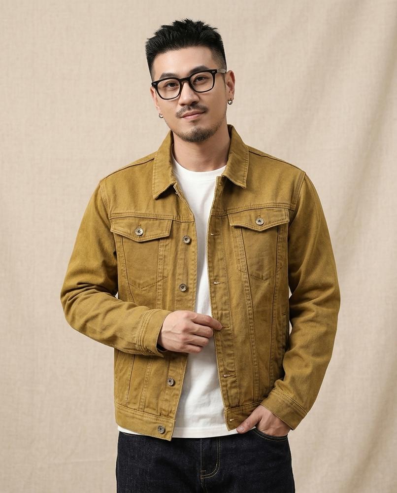 Lands Mode - Vaved | Geknöpfte Denim Jacke Herren