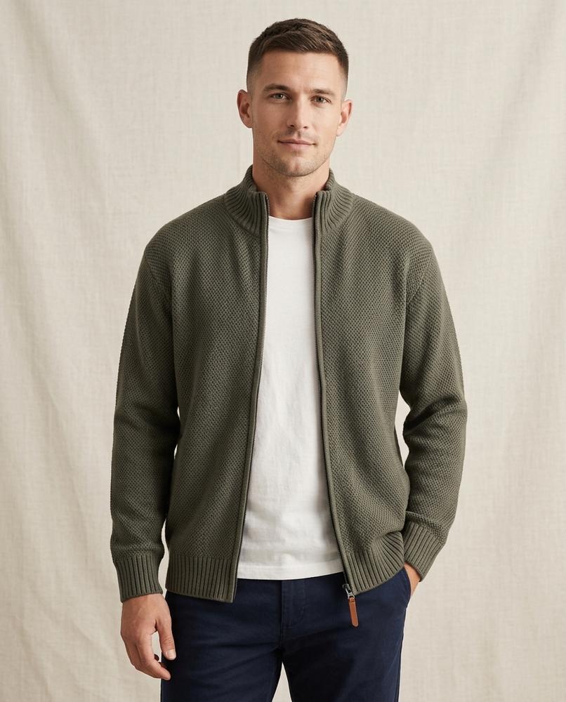 Lands Mode - Divam | Strukturiert Gestrickt Strickjacke Herren