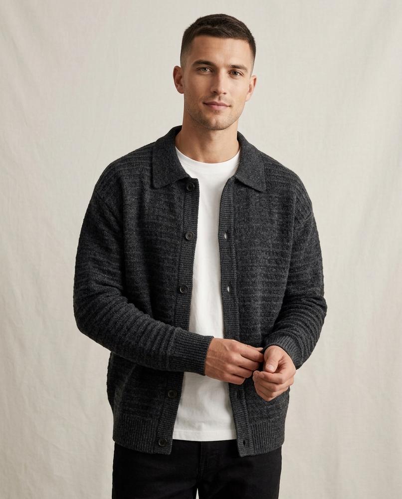 Lands Mode - Yidus | Strukturiert Gekragt Strickjacke Herren