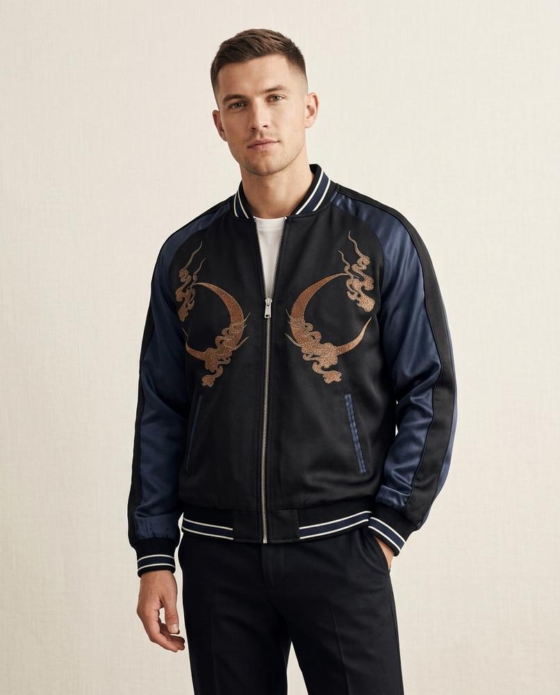 Lands Mode - Mehin | Bestickte Satinierte Jacke Unisex