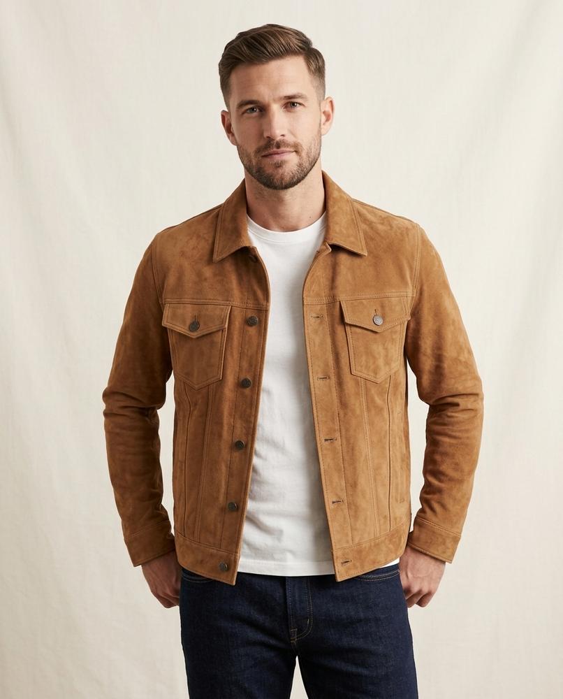 Lands Mode - Eafid | Veloursartig Geknöpft Jacke Herren