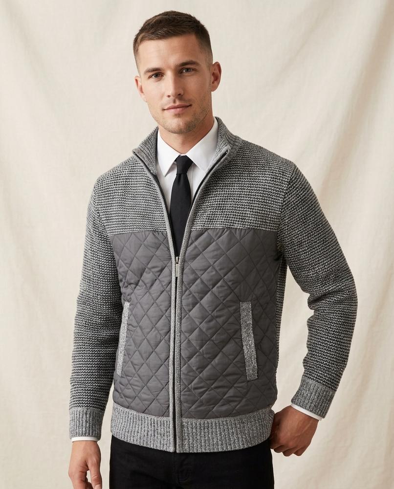 Lands Mode - Supav | Gesteppt Strukturiert Strickjacke Herren