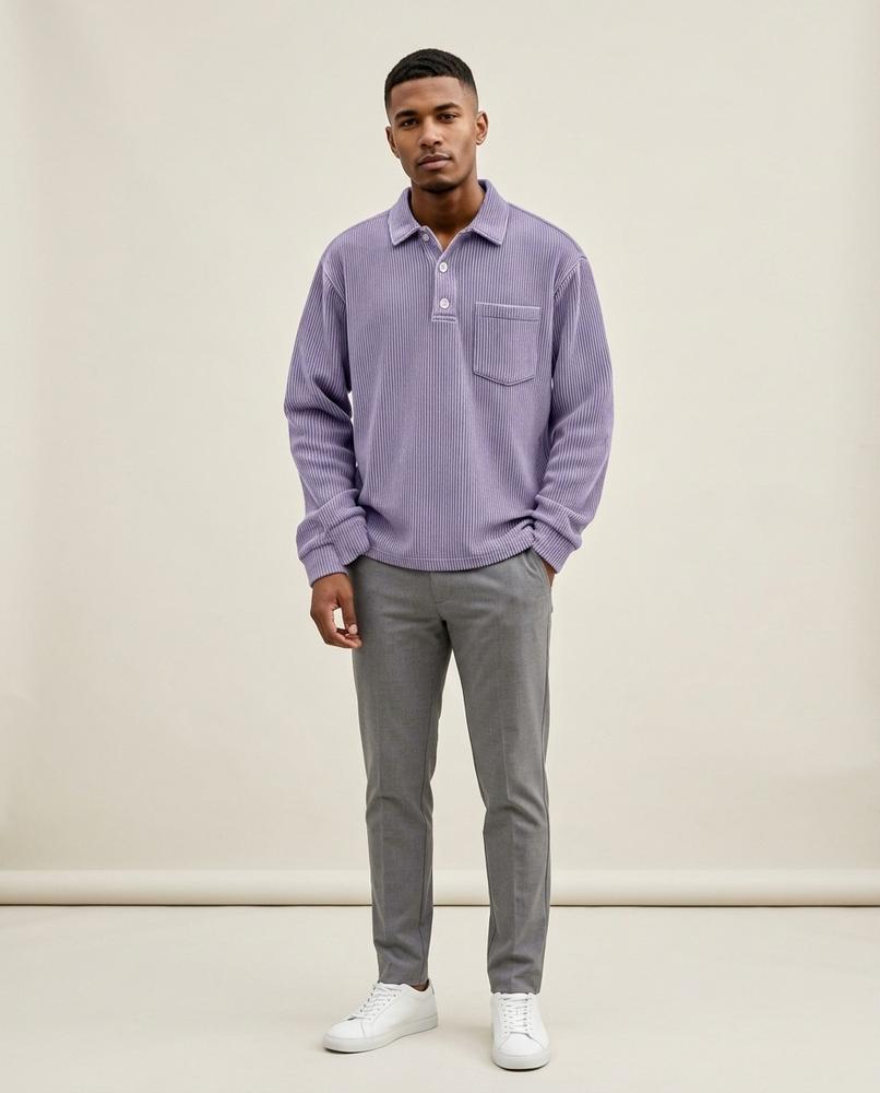 Lands Mode - Eatel | Geripptes Langärmliges Shirt Herren