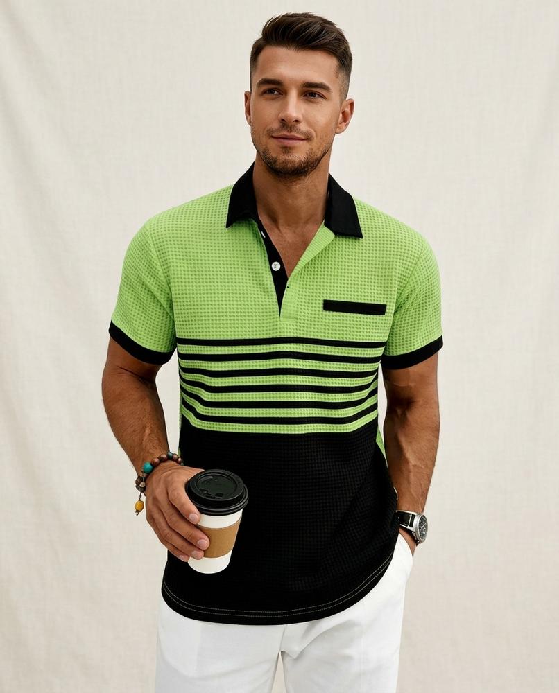 Lands Mode - Morik | Gestreiftes Piqué Shirt Herren
