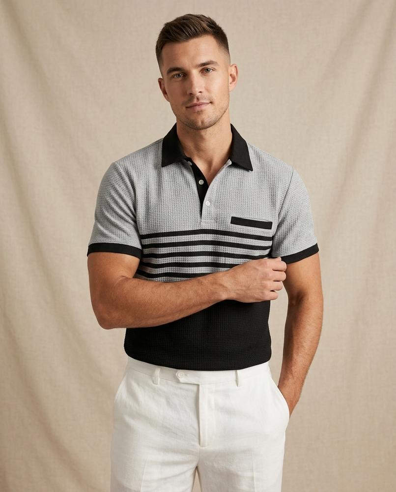Lands Mode - Morik | Gestreiftes Piqué Shirt Herren