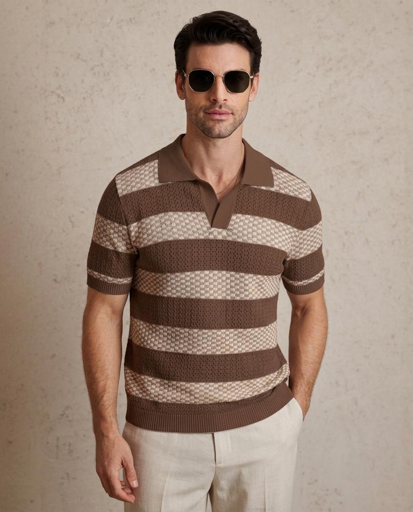 Lands Mode - Mimal | Kurzärmliges Gestricktes Shirt Herren