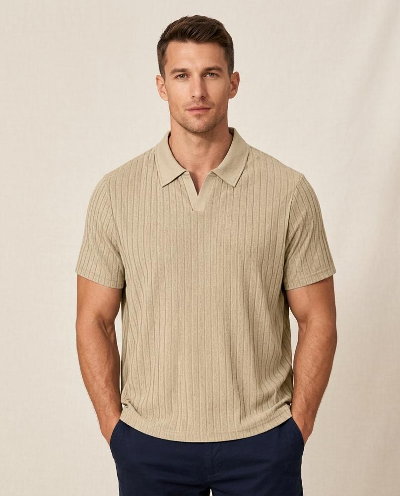 Lands Mode - Sesor | Geripptes Kurzarm Shirt Herren