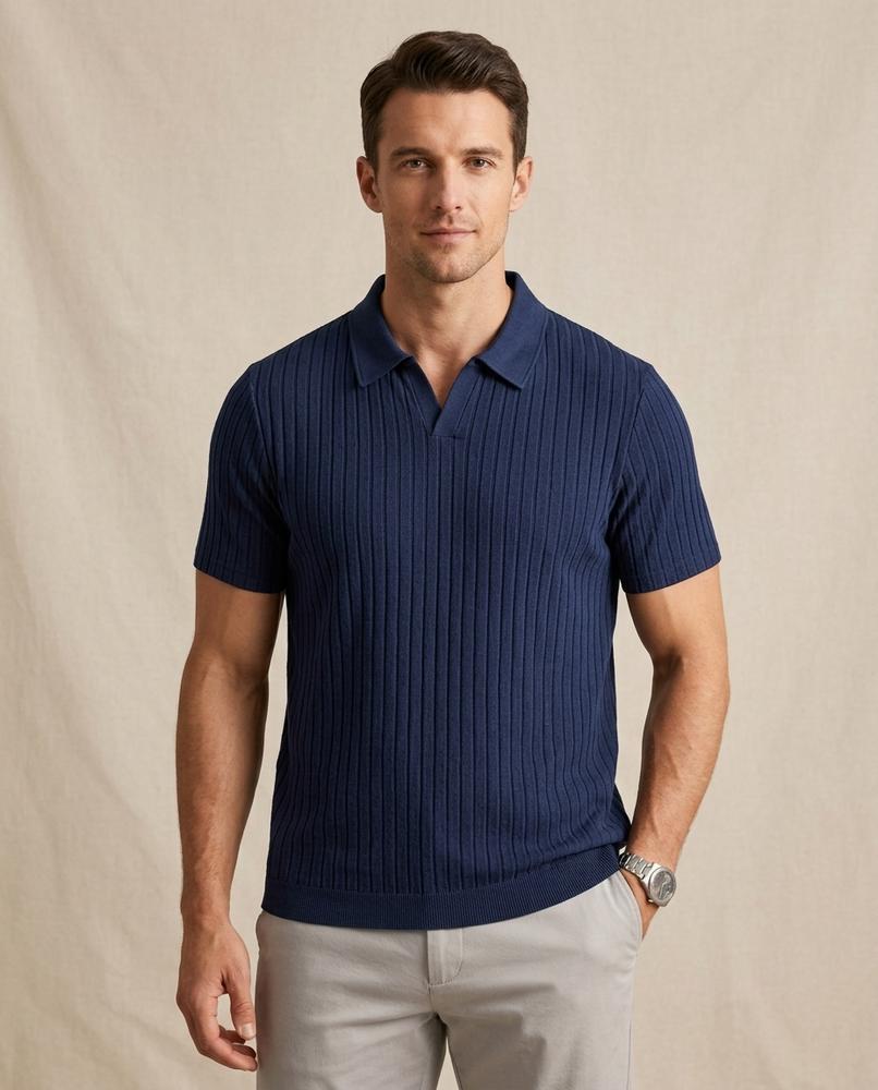 Lands Mode - Sesor | Geripptes Kurzarm Shirt Herren