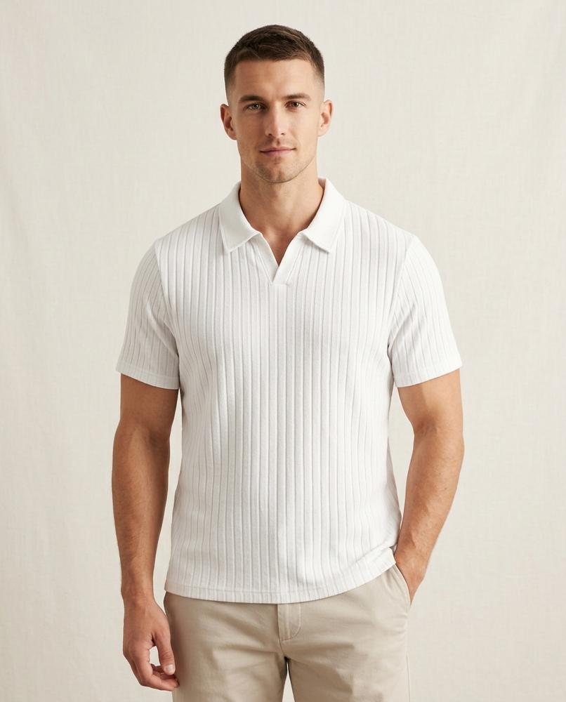 Lands Mode - Sesor | Geripptes Kurzarm Shirt Herren