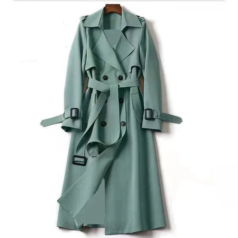Lands Mode Damen Trenchcoat - Zweireihig mit Taillengürtel & Schulterklappen - Klassischer Mantel