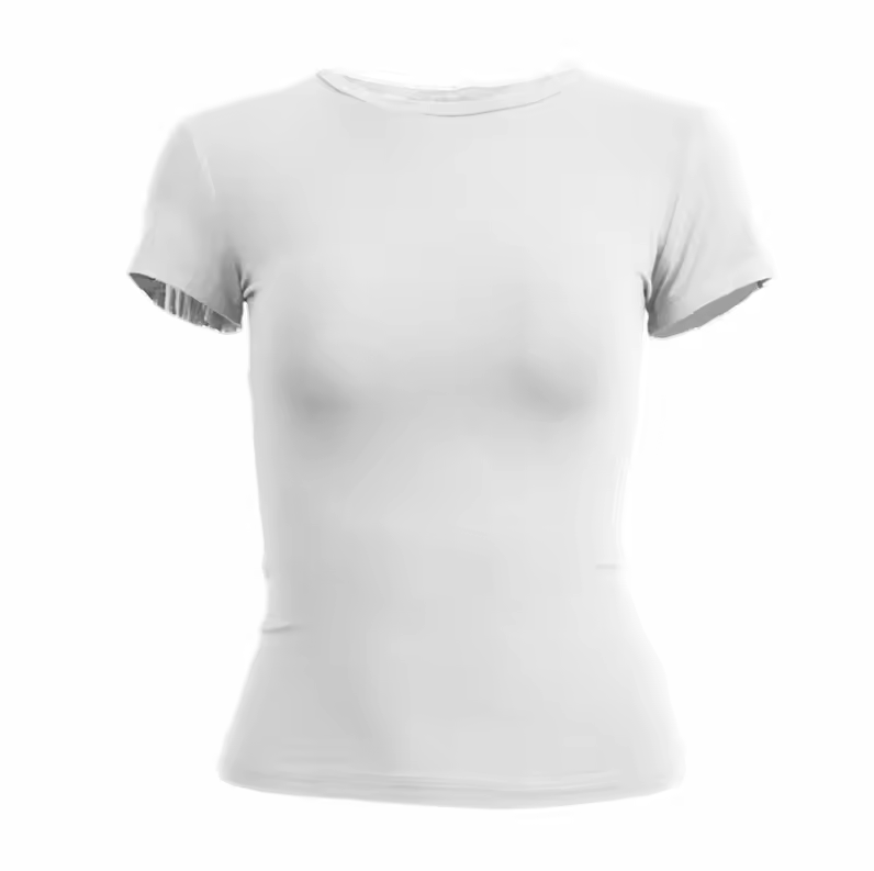 Lands Mode Damen T-Shirt - Tailliert & Kurz geschnitten - Slim Fit Rundhals-Shirt