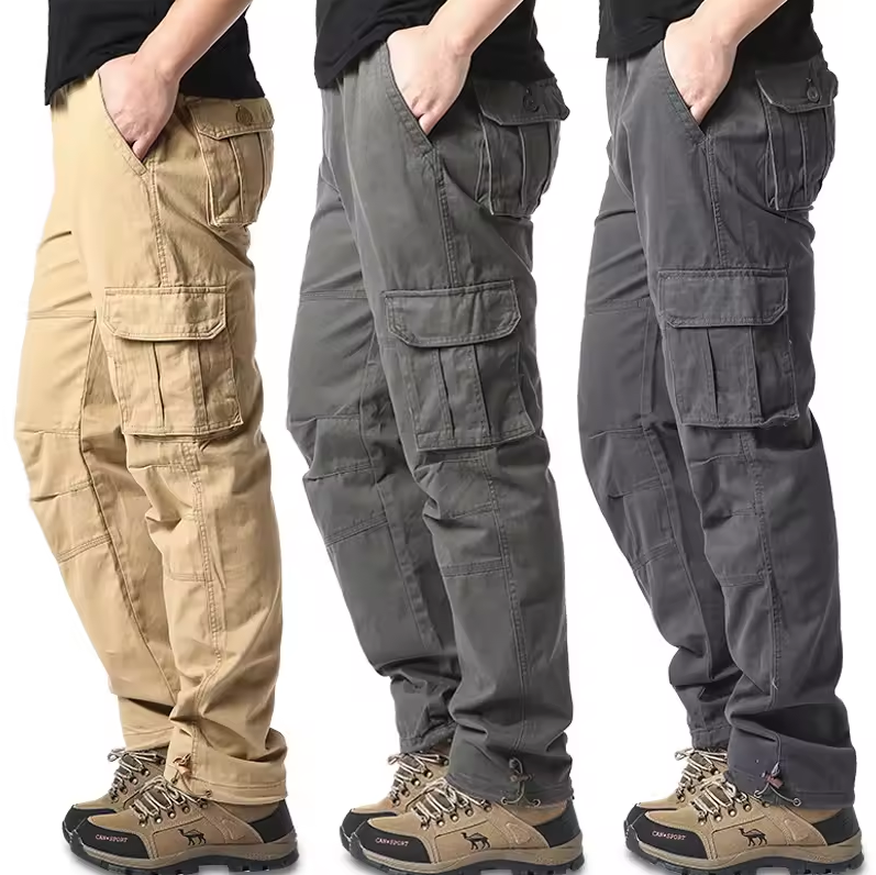 Lands Mode Herren Cargohose - Lockere Passform - Multi-Taschen mit Pattenverschluss