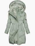Lands Mode Damen Steppmantel - Bodenlang mit Fleece-Futter & Kapuze - Wintermantel